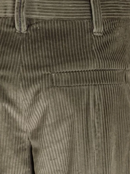 Pantaloni Brunello Cucinelli de catifea cord verde