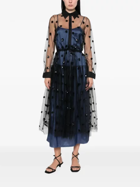 Rochie midi Psophia cu paiete din tul albastru