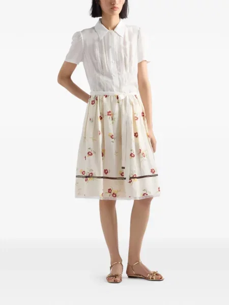 Fustă Prada de in cu model floral cu imagine