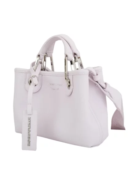 Lniana torebka Emporio Armani z nadrukiem różowa