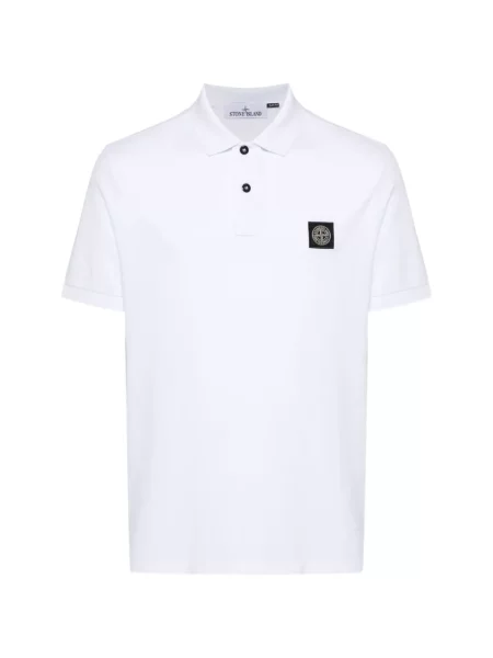 Tricou polo Stone Island cu strasuri alb