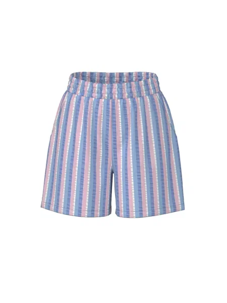PIECES Pantaloni AITLYN albastru / albastru deschis / roz pitaya alb