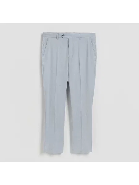 Reserved Oblekové kalhoty slim fit bleděmodrá