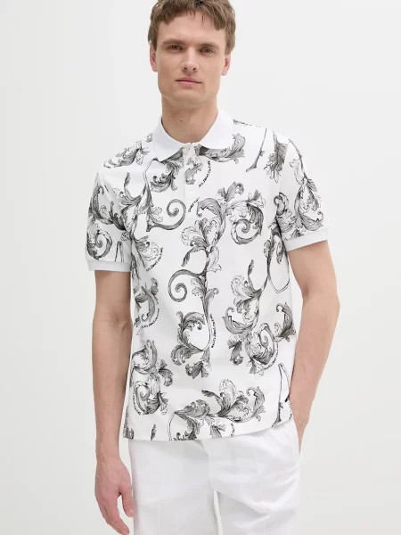 Bombažen polo Versace Jeans Couture bela