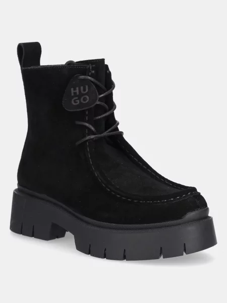 HUGO cizme din piele intoarsa Kris cu platforma negru