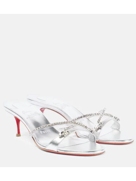 Sandale Christian Louboutin din piele argintiu