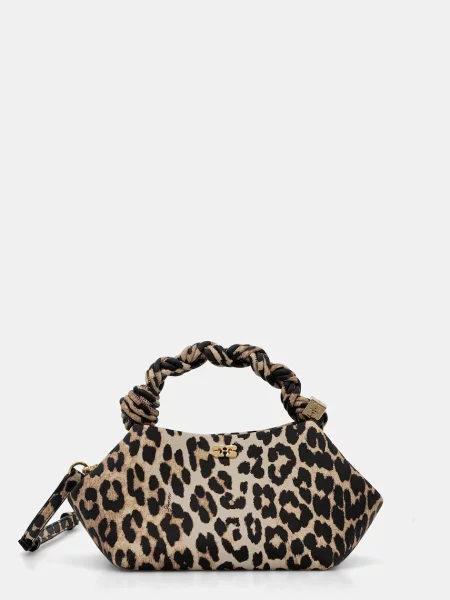 Mała torebka skórzana Ganni skórzana beżowa