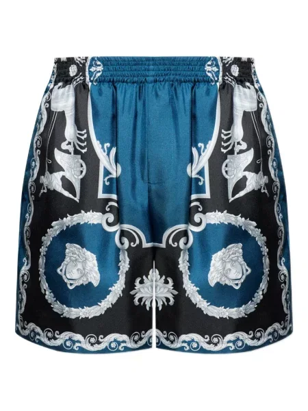 Pantaloni scurți Versace de mătase albastru