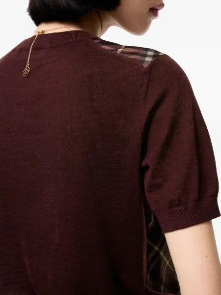 Vlněné kostkované tričko Burberry červené