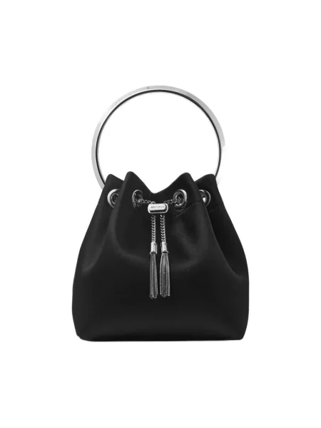 Satynowy kapelusz Jimmy Choo czarny