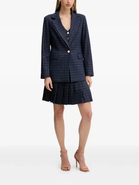 Fusta plisata Fracomina în carouri cu imagine plisată albastru