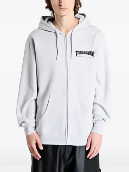 Суичър с качулка Thrasher с принт сиво