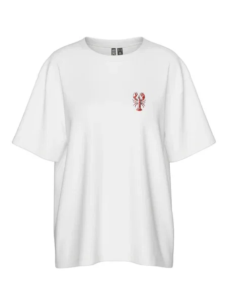 Pieces Tricou Tobster Oversize alb