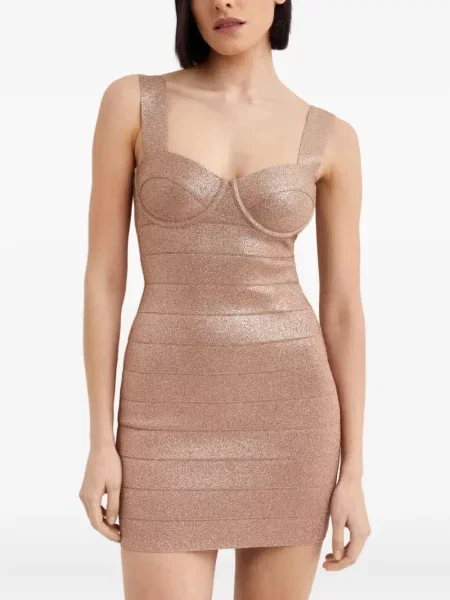 Rochie mini Hervé Léger de costum auriu