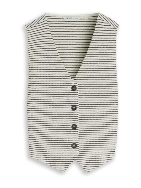TOM TAILOR DENIM Vestă tricotată negru alb