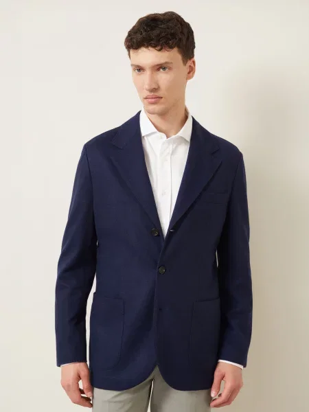 Brunello Cucinelli Kašmírové Sako Slim Fit tmavě modrá