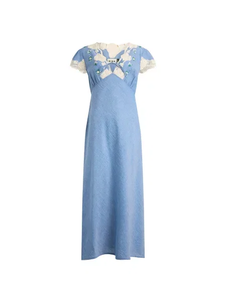 Haftowana sukienka Rixo niebieska
