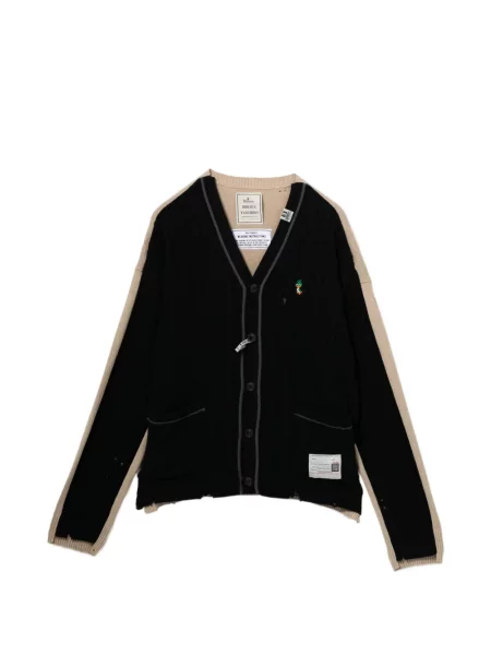 Cardigan Maison Mihara Yasuhiro cu broderie tricotate negru