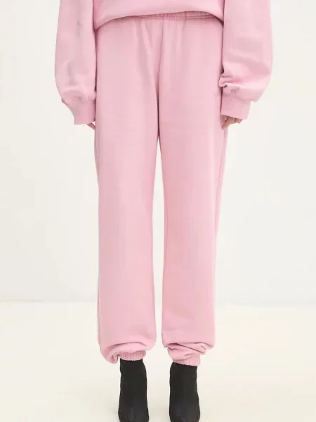 Rotate pantaloni de trening din neted roz