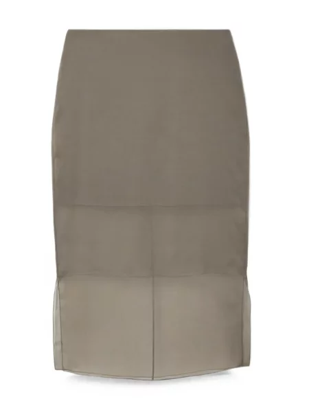 Fustă midi Brandon Maxwell de mătase gri