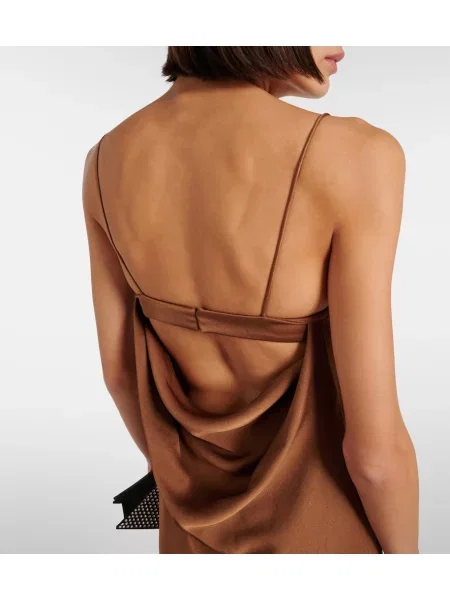 Rochie Alex Perry din satin drapată maro