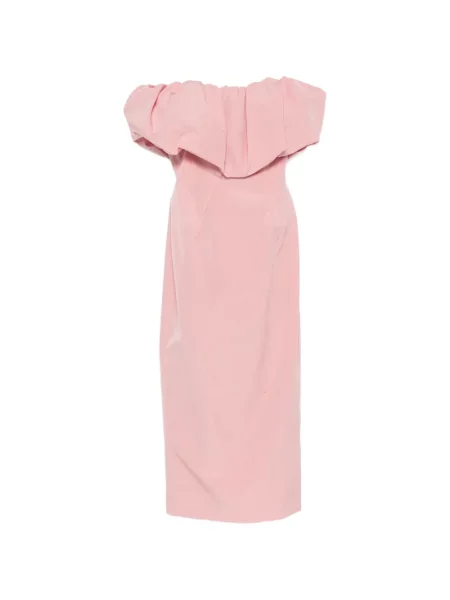 Rochie maxi Magda Butrym cu volane fără bretele roz