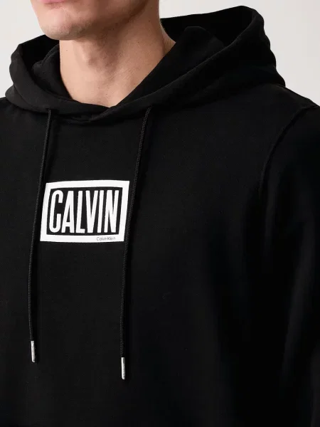 Суичър с качулка Calvin Klein Jeans с качулка черно