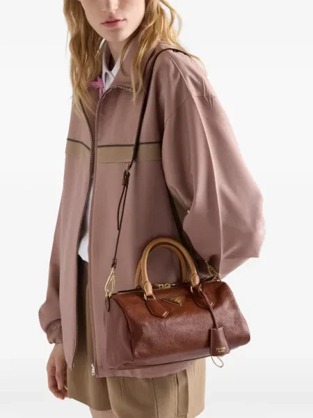 Top Prada din piele maro