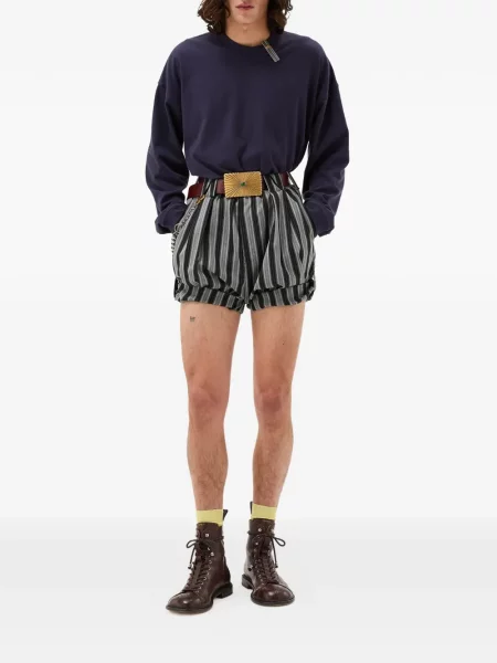 Lung tricou Versace cu broderie din jerseu albastru