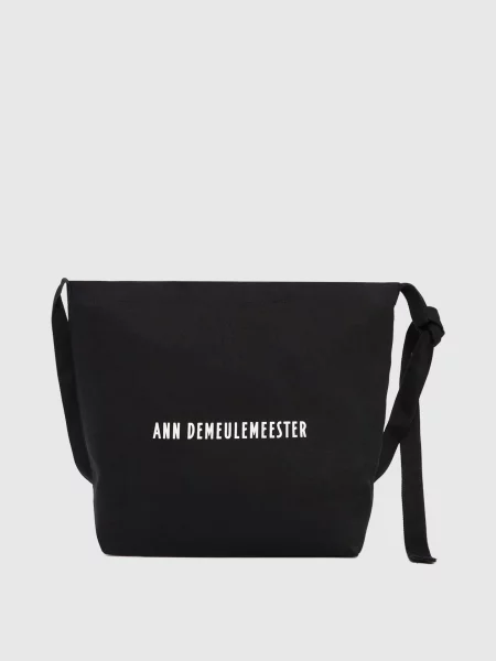 Сумка з контрастним принтом логотипа Ann Demeulemeester чорна