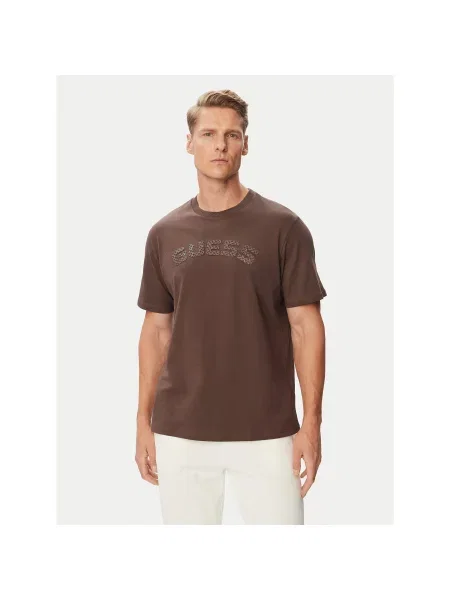 Guess T-Shirt Regular Fit καφέ