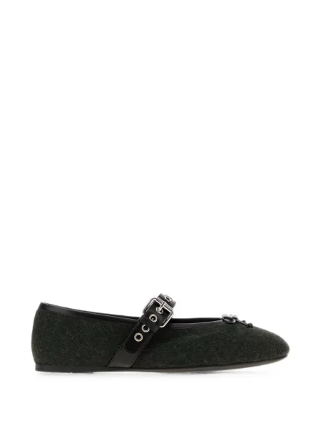 Balerini Miu Miu de flanelă verde