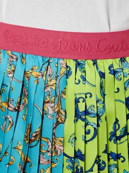 Fustă din denim Versace Jeans Couture plisată albastru