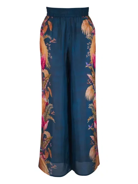 Pantaloni Zimmermann cu model floral cu imagine albastru