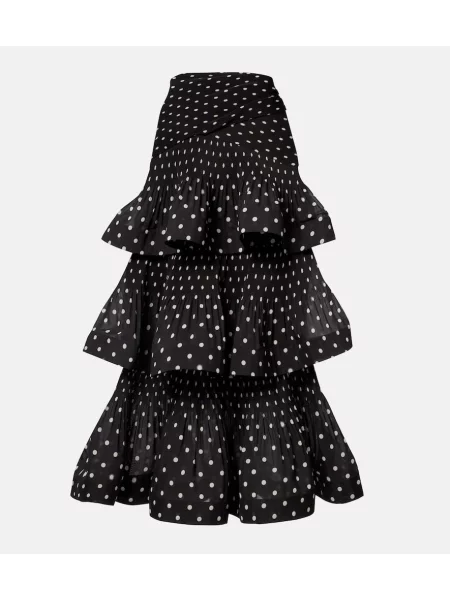 Fustă midi Zimmermann cu buline până la genunchi în straturi negru