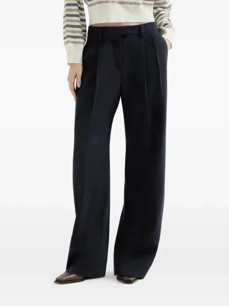 Pantaloni Brunello Cucinelli de lână albastru