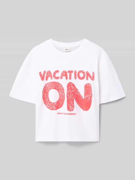 T-shirt o kroju boxy fit z czystej bawełny S.oliver Red Label biała