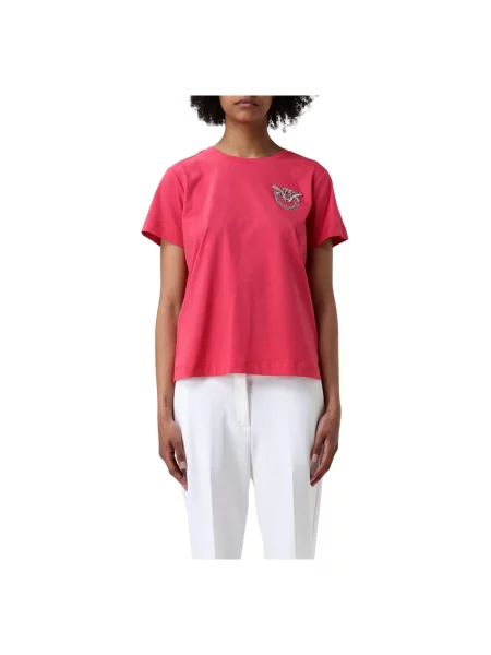 Koszulka Pinko casual z dżerseju z autografem czerwona