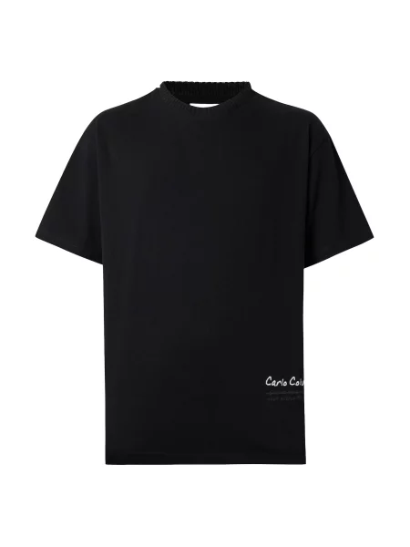 Carlo Colucci Tricou gri piatră / negru alb