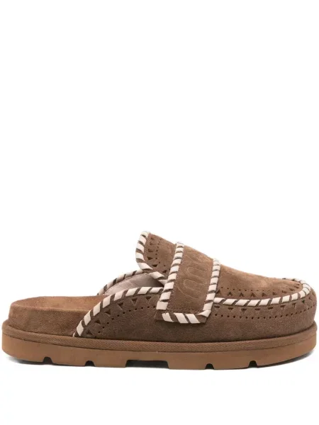 Papuci tip mules Mou din piele de căprioară maro