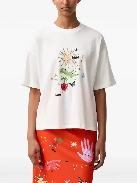 Tricou Never Fully Dressed cu imagine alb