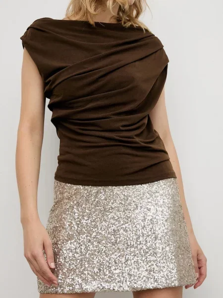 Answear.LAB spódnica mini rozkloszowana złoty