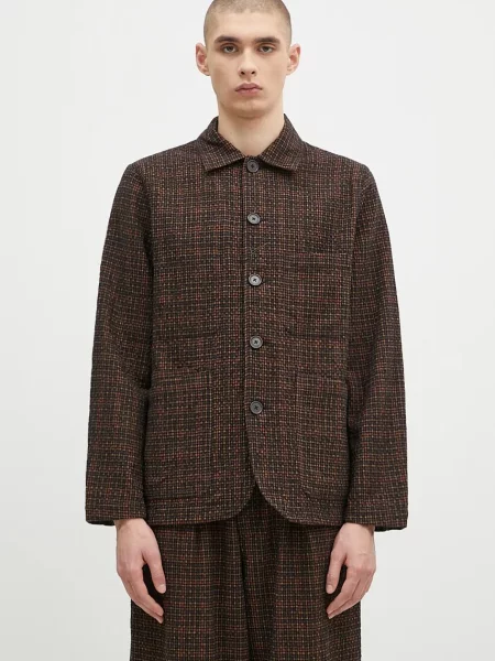 Vlněná košile Universal Works regular s klasickým límcem zelená