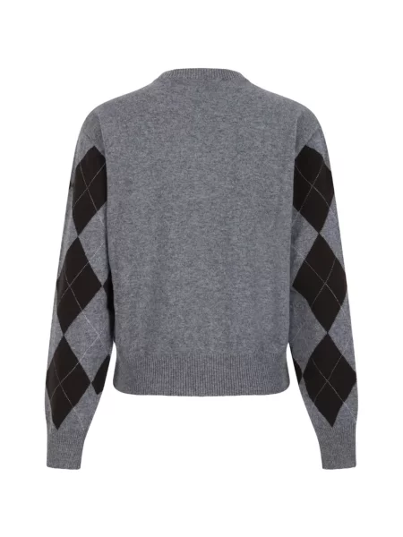 Lung pulover Douuod cu model argyle gri
