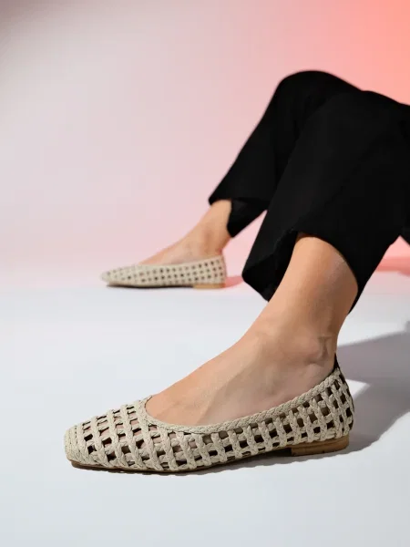 Pletene balerinke Luvishoes brez pet bež