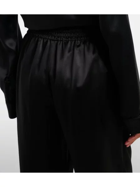 Pantaloni Saint Laurent din satin negru