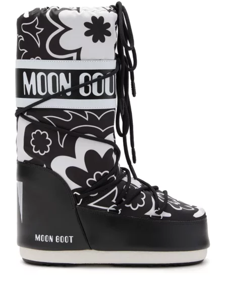 Botine Moon Boot cu model floral cu imagine negru