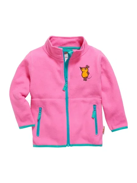 PLAYSHOES Jachetă fleece DIE MAUS azuriu / maro / portocaliu deschis roz