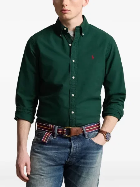 Tricou polo Polo Ralph Lauren cu glugă cu blană cu broderie roșu