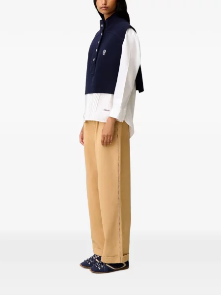 Top Claudie Pierlot fără mâneci tricotate albastru